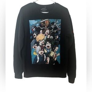 My Hero Academia crew neck sweatshirt pullover black sweater Anime